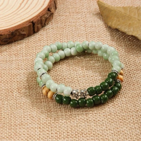 1 LEFT! Flower Beaded Porcelain Bracelet - Picture 3 of 4